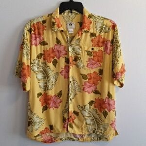 Relaxwear Tropical Floral Men's Shirt - Yellow and Pink